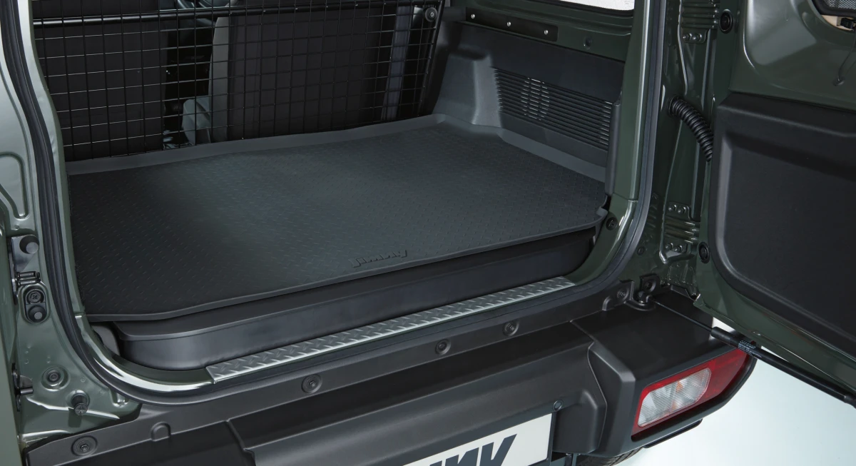 Jimny - Cargo Tray, Rubber With Chequered Plate Design and Jimny Logo (3-Door)