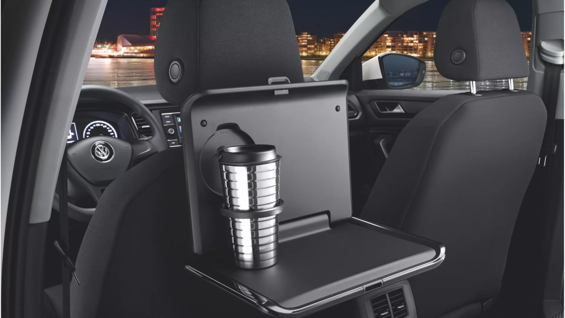 Folding table with cup holder