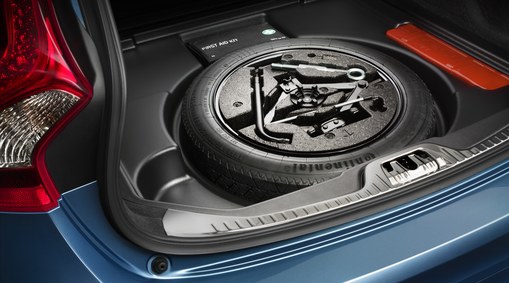 Spare wheel, storage under the floor