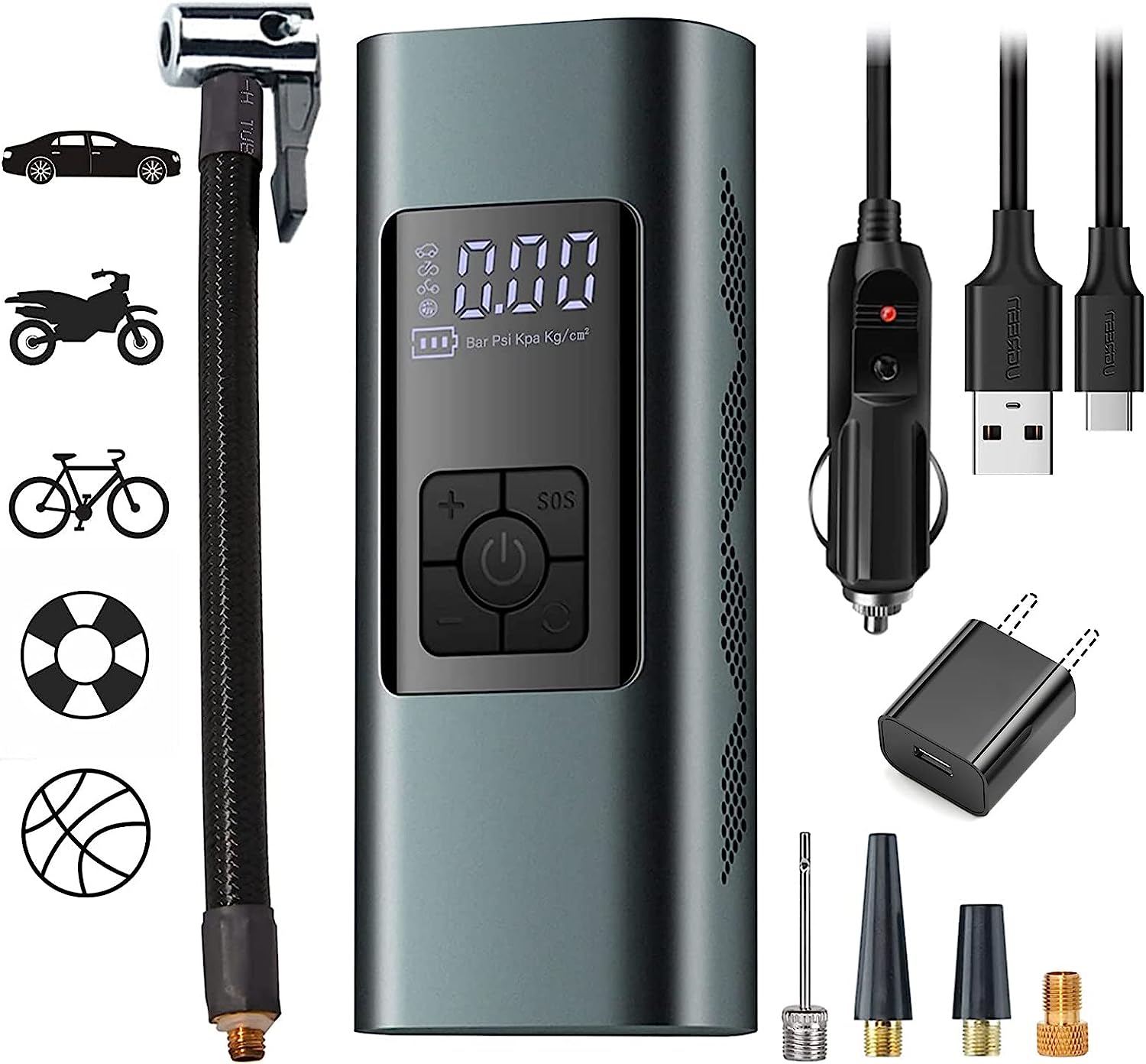 Tyre Inflator Portable Air Compressor, Cordless 6000mAh Backpack