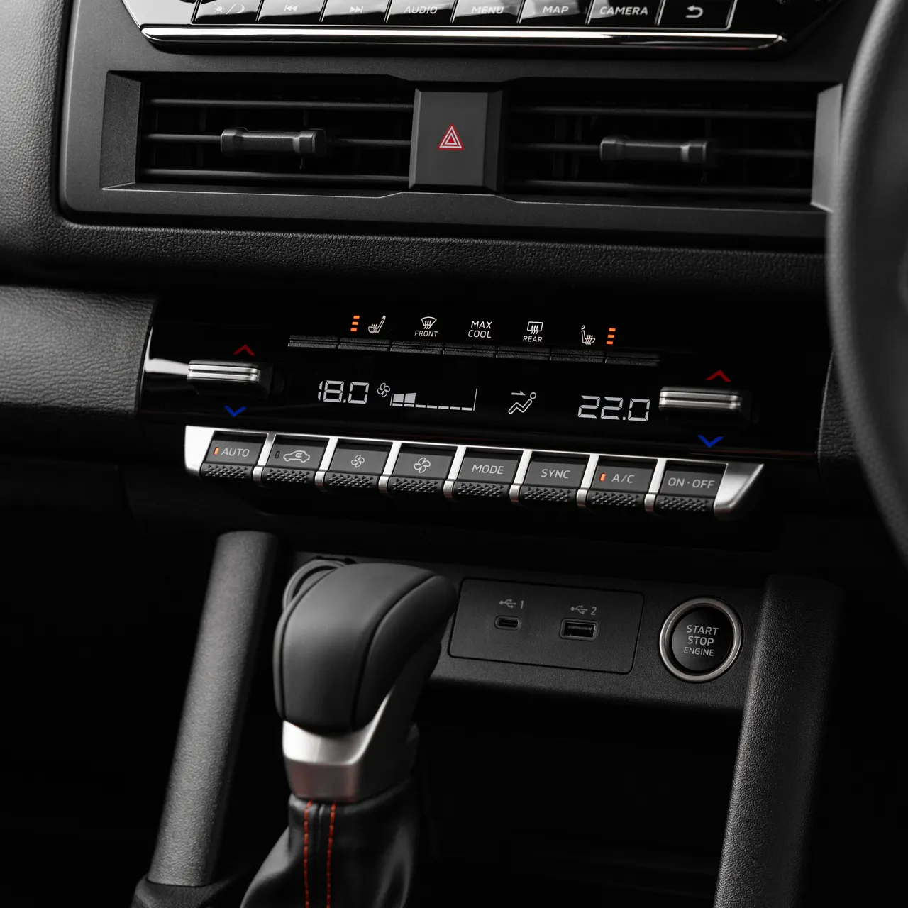 Dual-zone automatic climate control with second-row air vents for comfort on the family road trips. Image