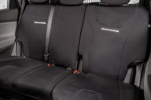 Neoprene rear seat covers.