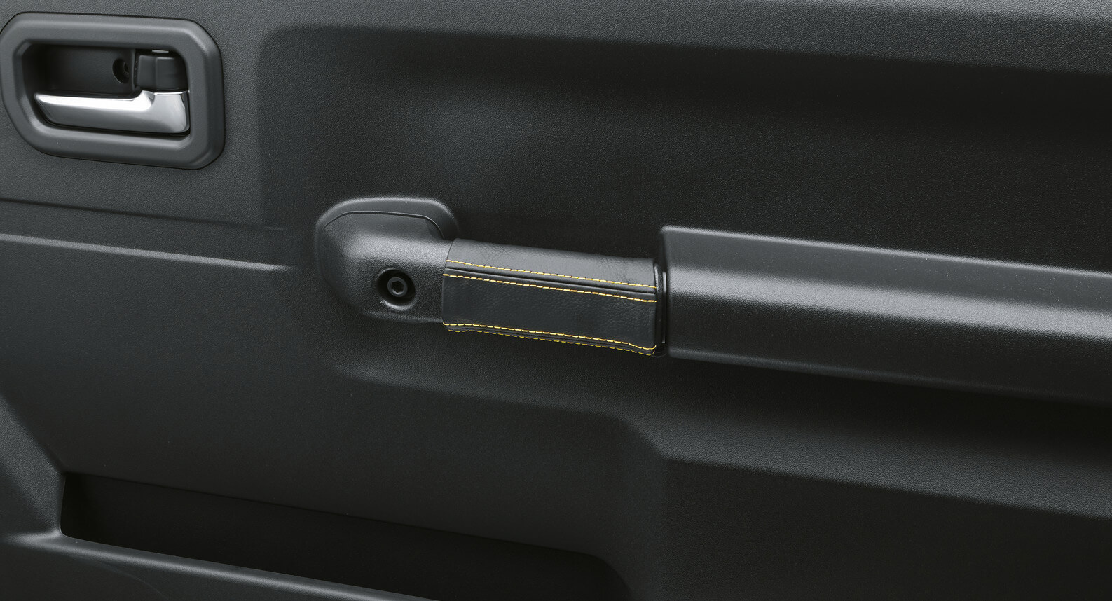 Jimny - Cover, Inside Door Handle, Black With Yellow Stitching