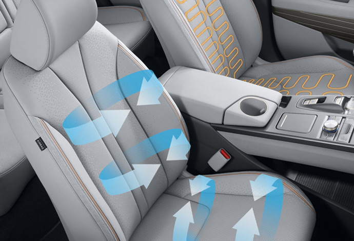 Front ventilated & heated seats. Image