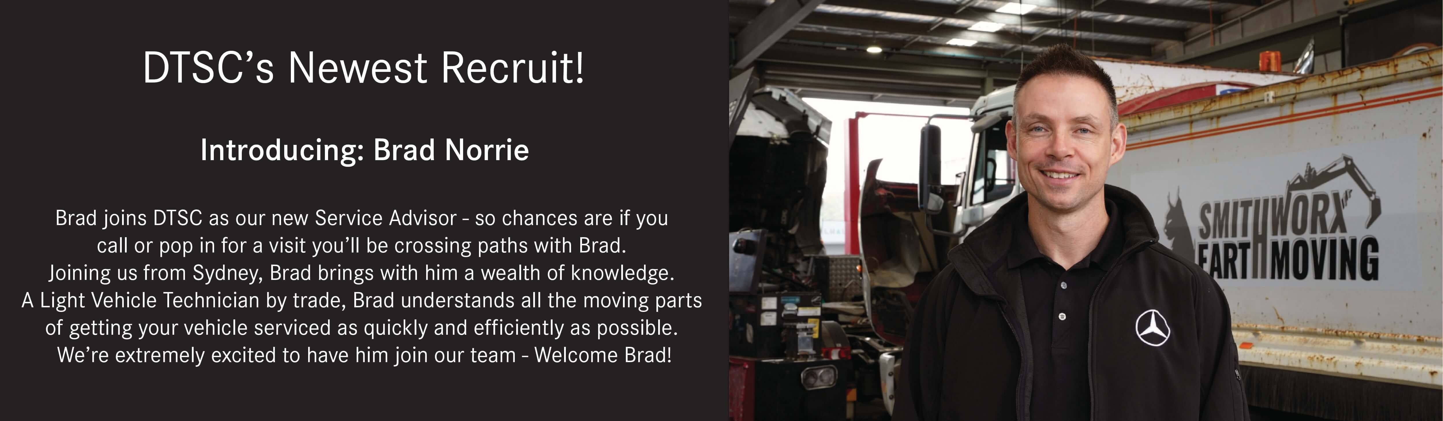 Introducing DTSC's latest recruit: Brad Norrie - Service Advisor