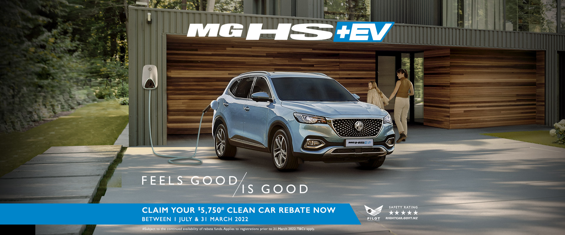 MG HS Plus EV. Claim your $5,750# Clean Car Rebate now*