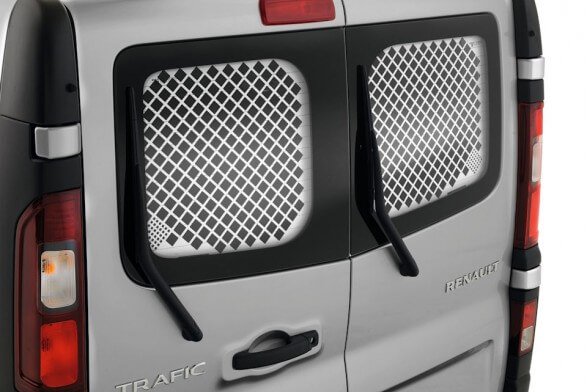 Rear window protection grille (barn doors compatible)