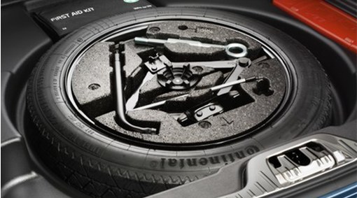 Spare wheel, storage under the floor