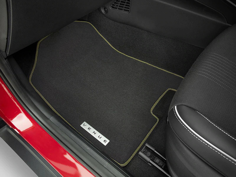 Tailored carpet floor mats - yellow edging (set of 4)