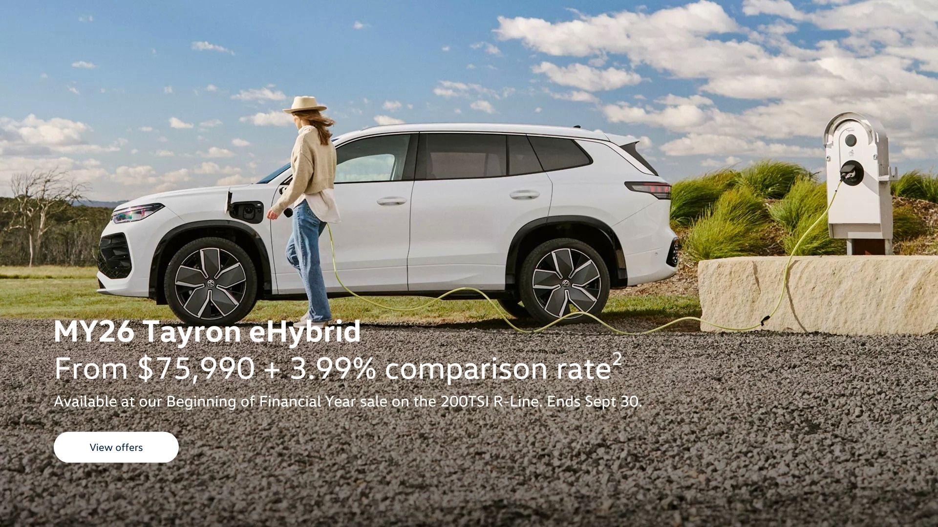 From $75990 plus 3.99 percent comparison rate. Available at our Beginning of Financial Year sale on the 200TSI R-Line. Ends Sept 30.