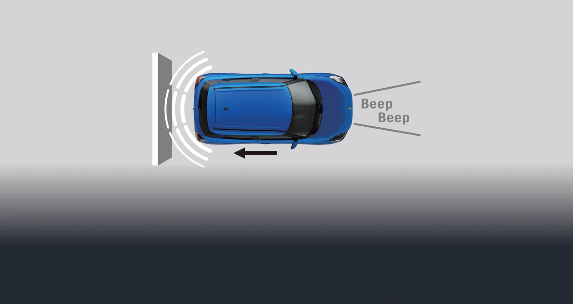 Wide-angle rear camera and rear parking sensors Image