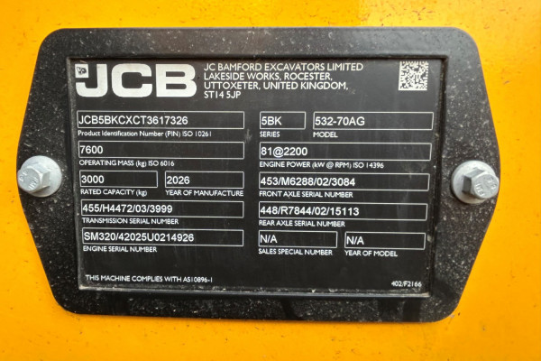 2026 JCB TELEHANDLER - AG Telescopic Handler Image 12