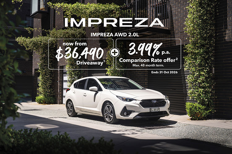Subaru Impreza starting from $36,490 - $43,990 Driveaway¹*