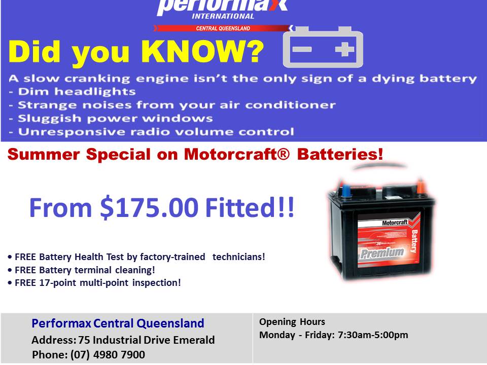 SUMMER BATTERY SPECIAL - BATTERIES FROM $175 FITTED -
