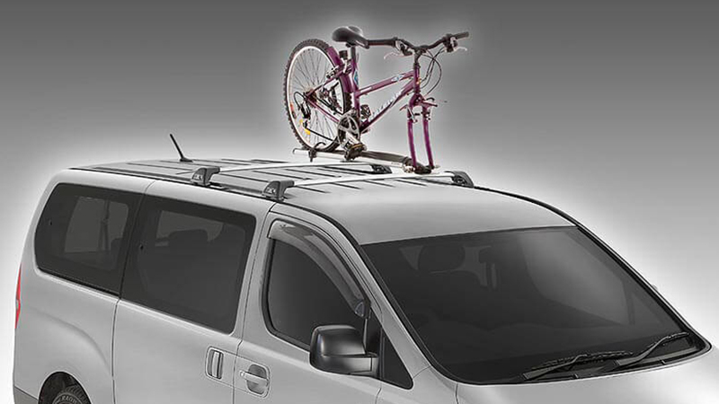 Roof mounted bike carrier.
