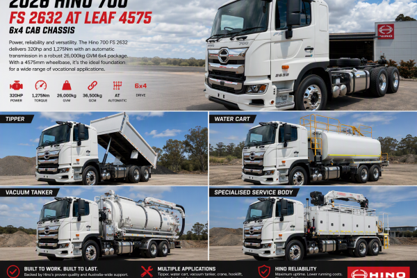 2026 Hino 700 FS 2632 AT LEAF 4575 FS Cab Chassis Image 1