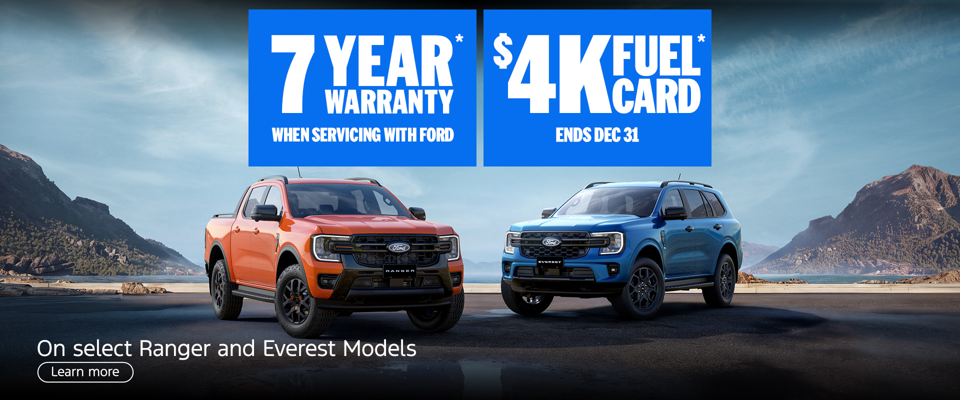 Ford $4K fuel card offer on select Ranger, Everest and F-150 models with new 7-year warranty