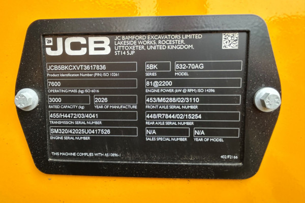 2026 JCB TELEHANDLER - AG Telescopic Handler Image 14