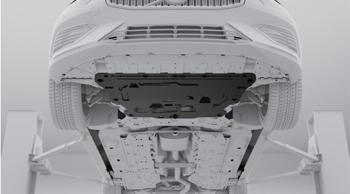 Protective plate, beneath the engine