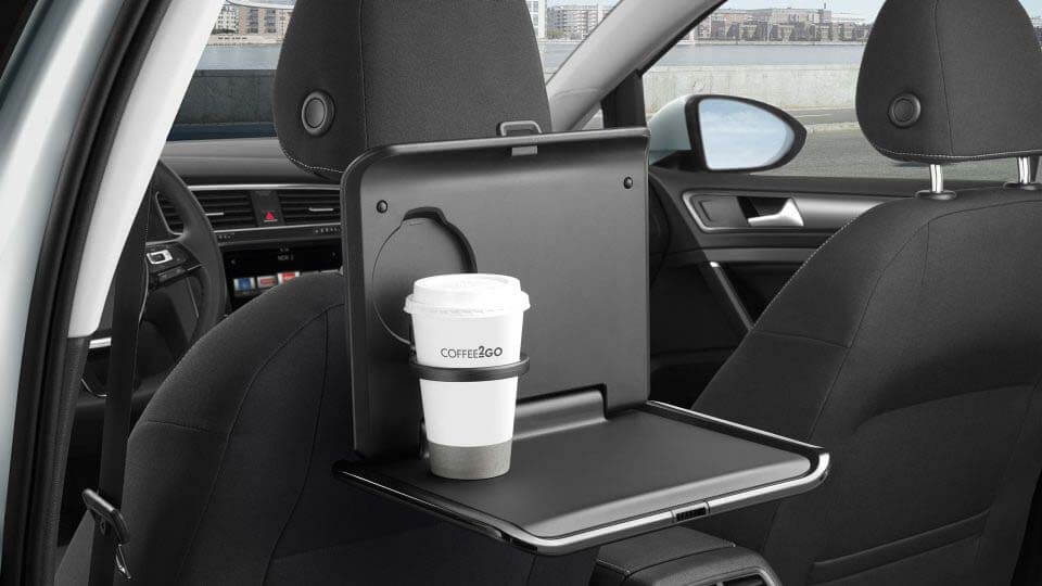 Folding tray with cup holder