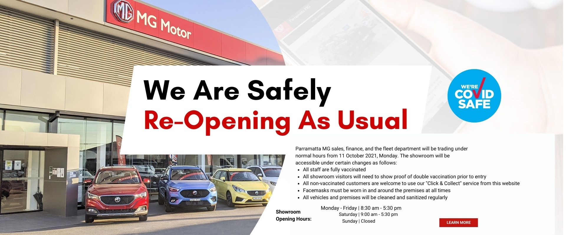 Parramatta MG Sales, Service & Parts Reopening For Customers | Book Today