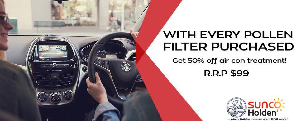 Get 50% off air con treatment with every pollen filter purchased!