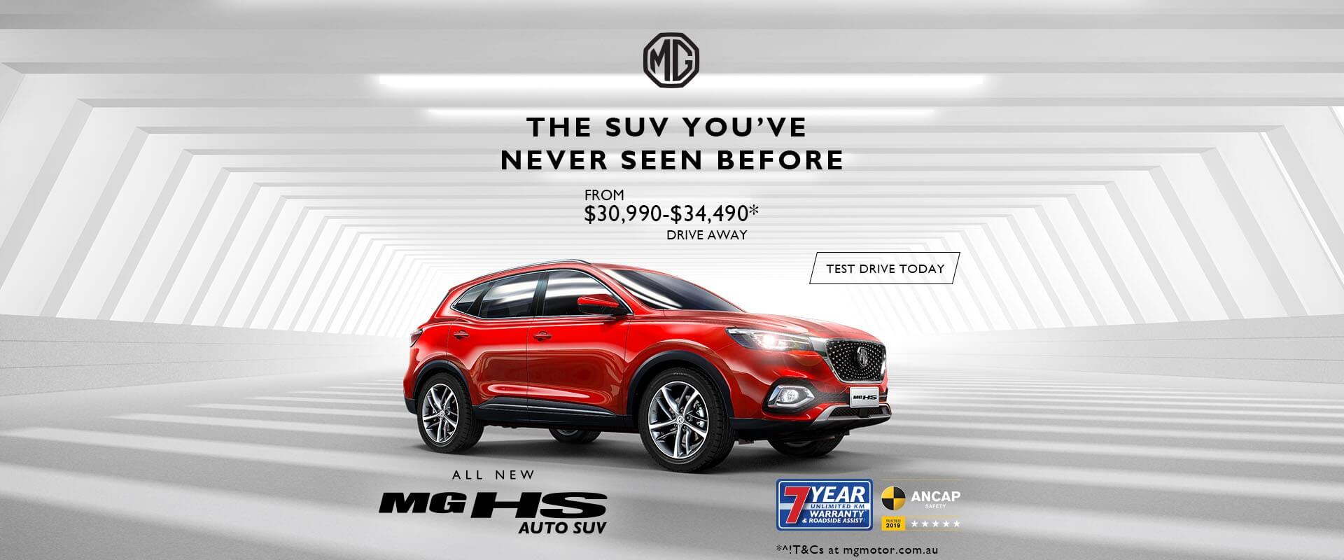Everything you want in an SUV. Now in an MG. The all new MG HS