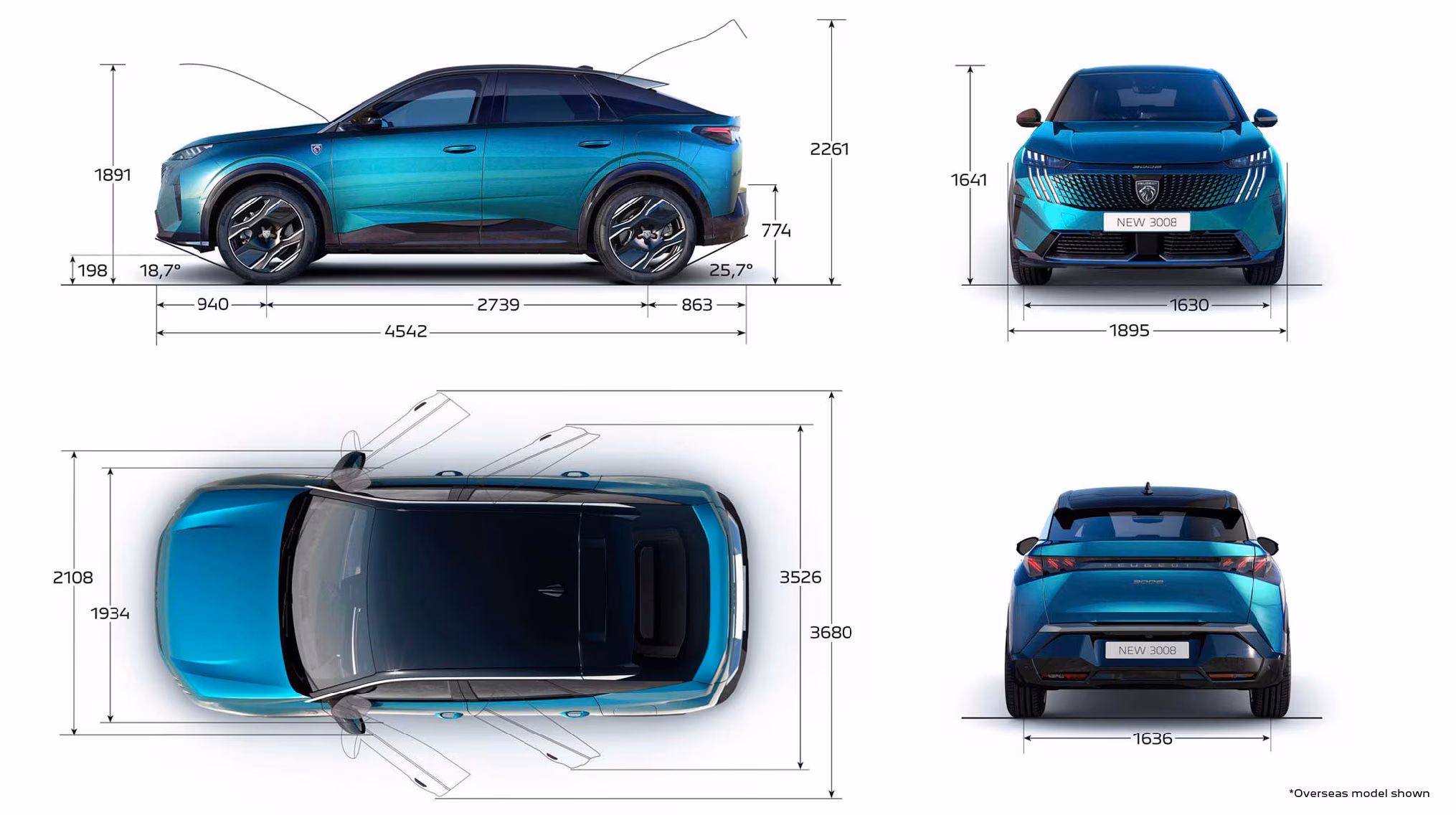 EXTERIOR DIMENSIONS OF THE NEW PEUGEOT 3008 HYBRID Image