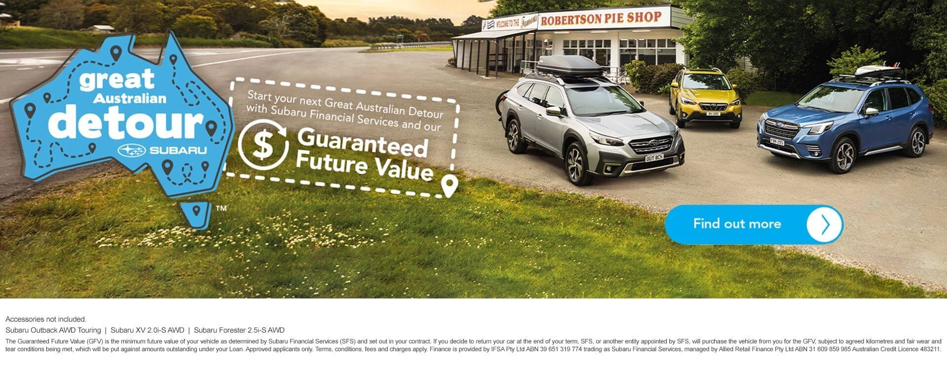 Start your next Great Australian Detour with Subaru Financial Services