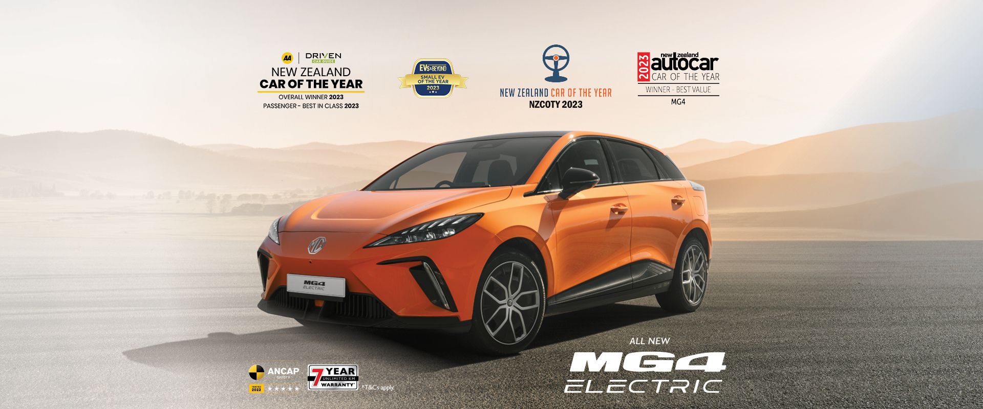 All new MG4 Electric. 2023 New Zealand Car of the Year, 2023 AA Driven Car of the Year, EVs & Beyond Small EV of the Year 2023