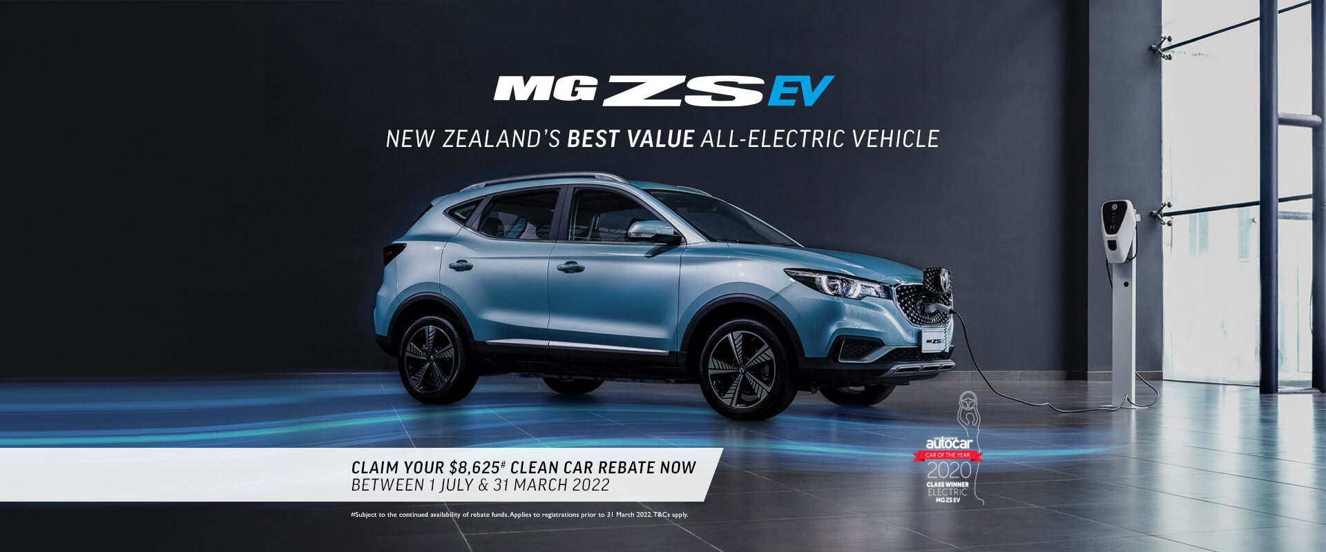 MG ZS EV. Claim your $8,625# Clean Car Rebate now*