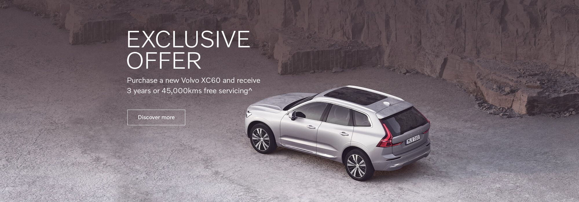 Purchase a new Volvo XC60 and receive 3 years or 45,000kms free servicing