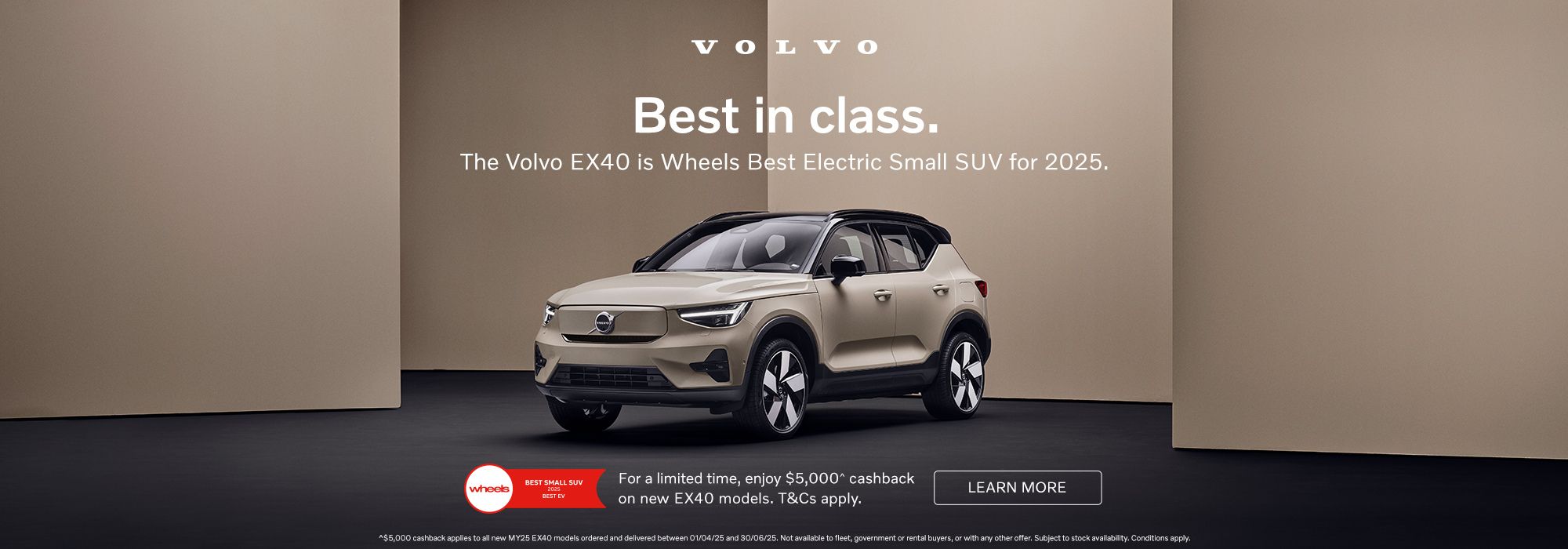 Best in class. The Volvo EX40 is Wheels Best Electric Small SUV for 2025.