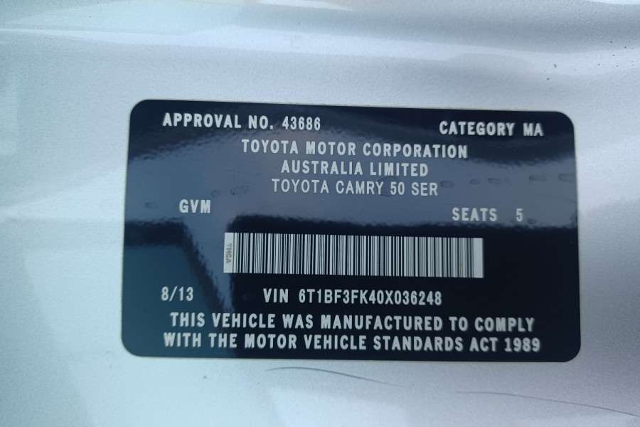 2013 Toyota Camry ASV50R Atara S Sedan Image 17