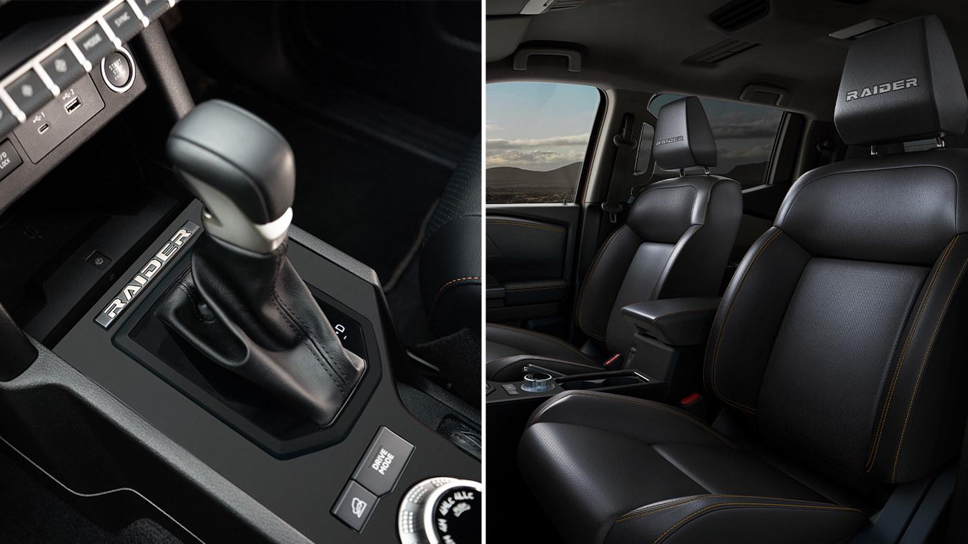 Raider branded headrests and console badge Image