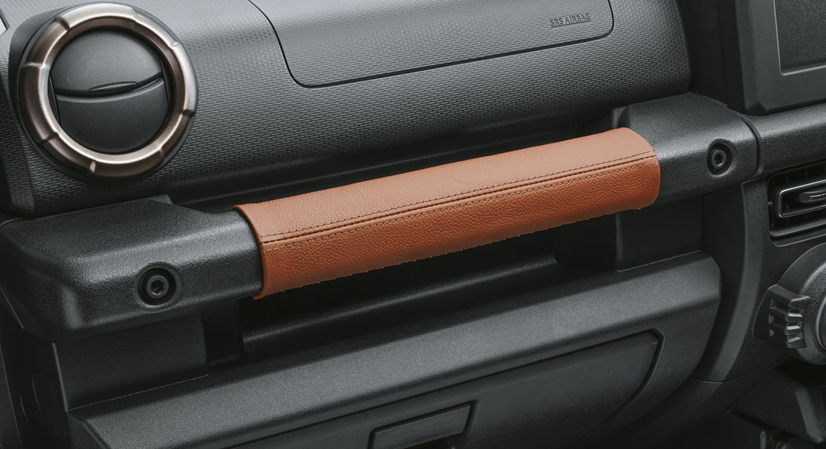 Jimny - Assistant Grip Cover, Brown with Silver Stitching